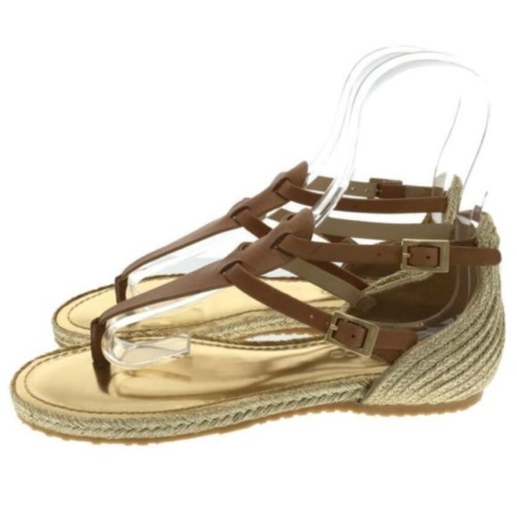 Jimmy Choo Thong Gladiator Strappy Gold Metallica Leather Flat Sandals EU 35 1/2 - Picture 1 of 15